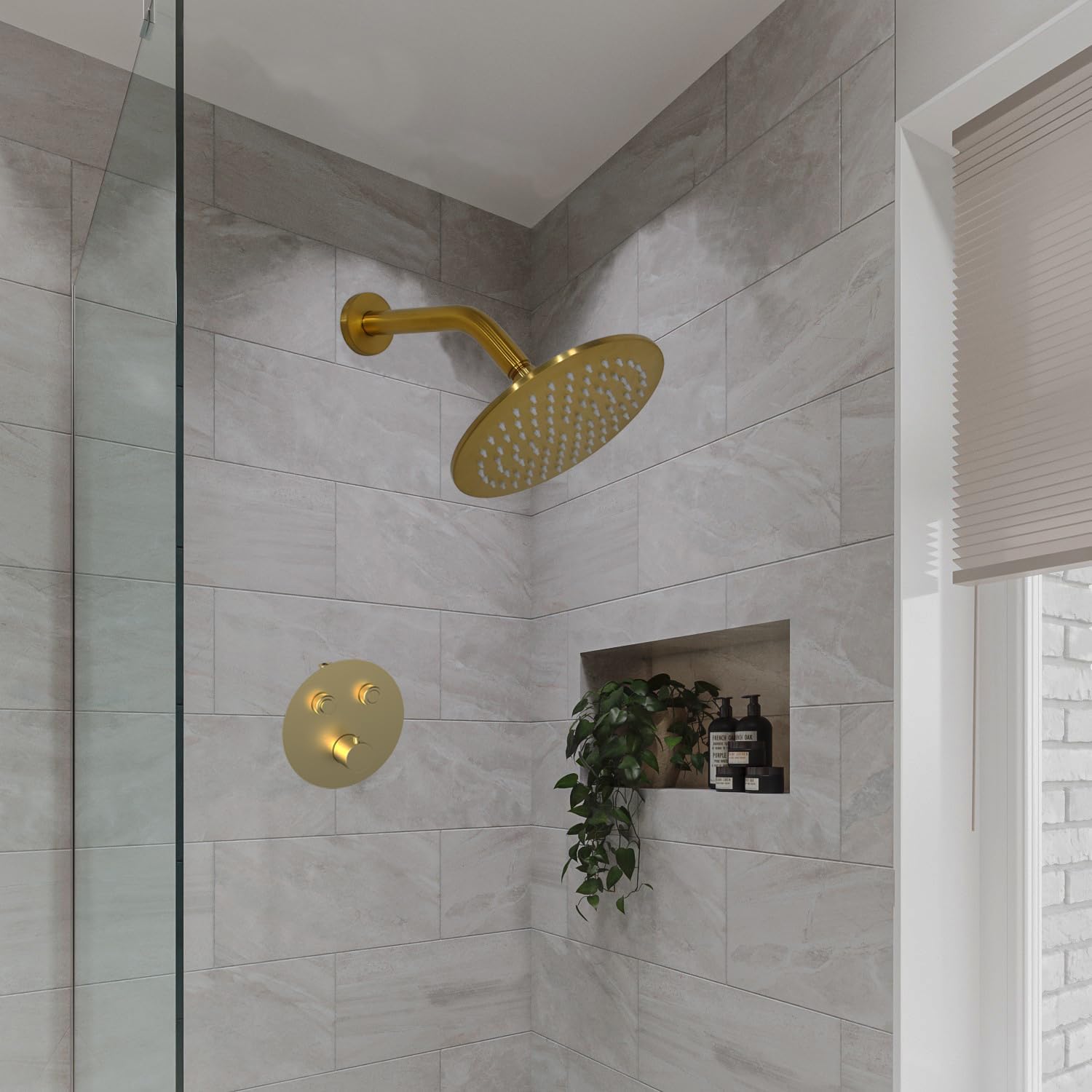 Aquaiaw 6 Inch Solid Brass Shower Arm with Escutcheon