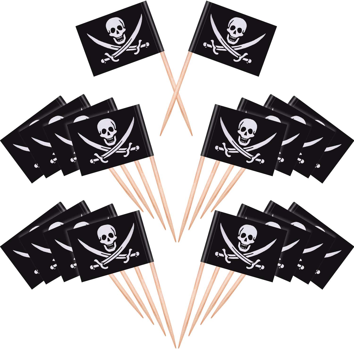 Blulu Pirate Cocktail Toothpick Flags 100 Pieces