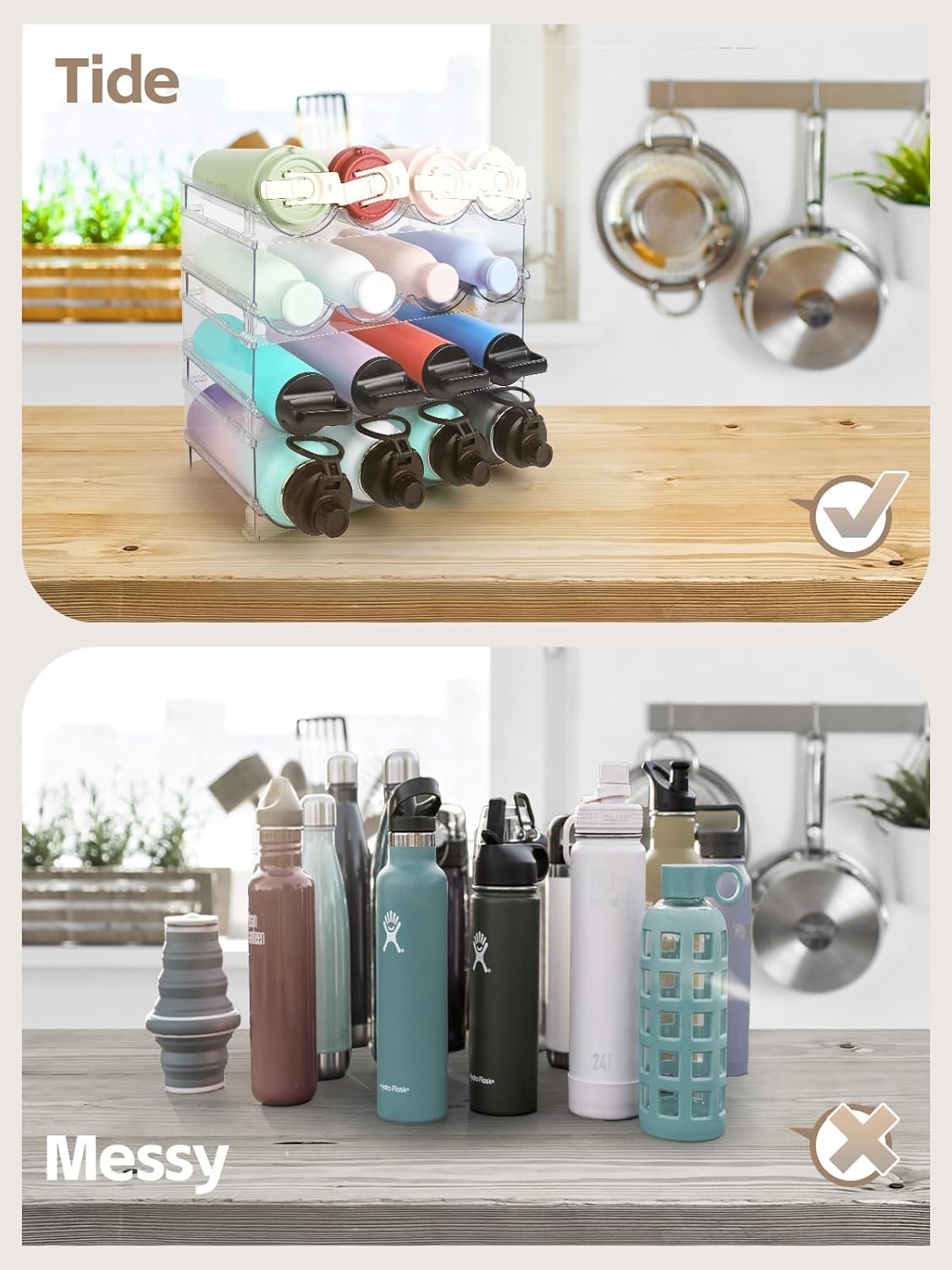 TIDY SAVANT 4 Pack Stackable Wine Water Bottle Rack