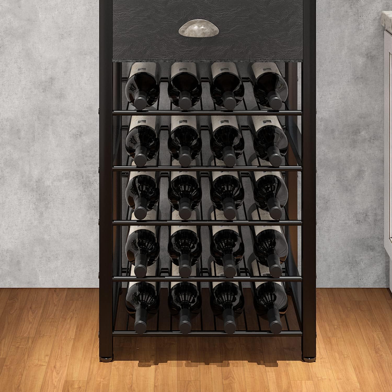 Homeiju Freestanding 4-Tier Wine Rack with Drawer and Tabletop