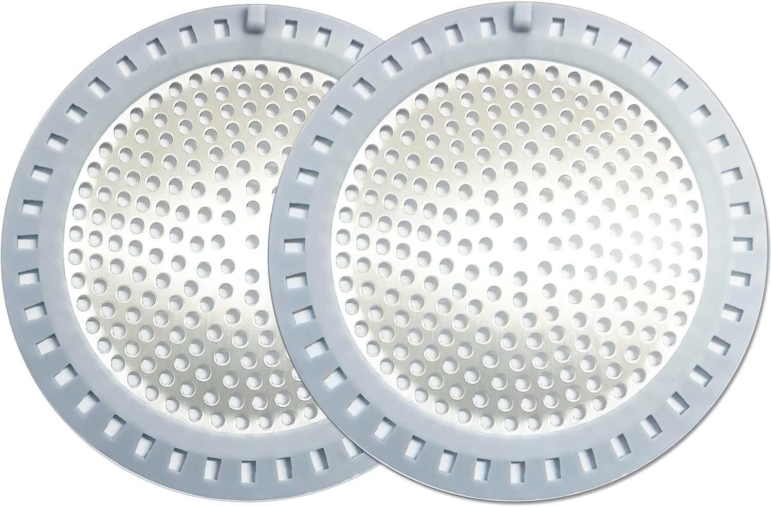 Seatery 2PCS Shower Drain Hair Catcher with Silicone Shield 1