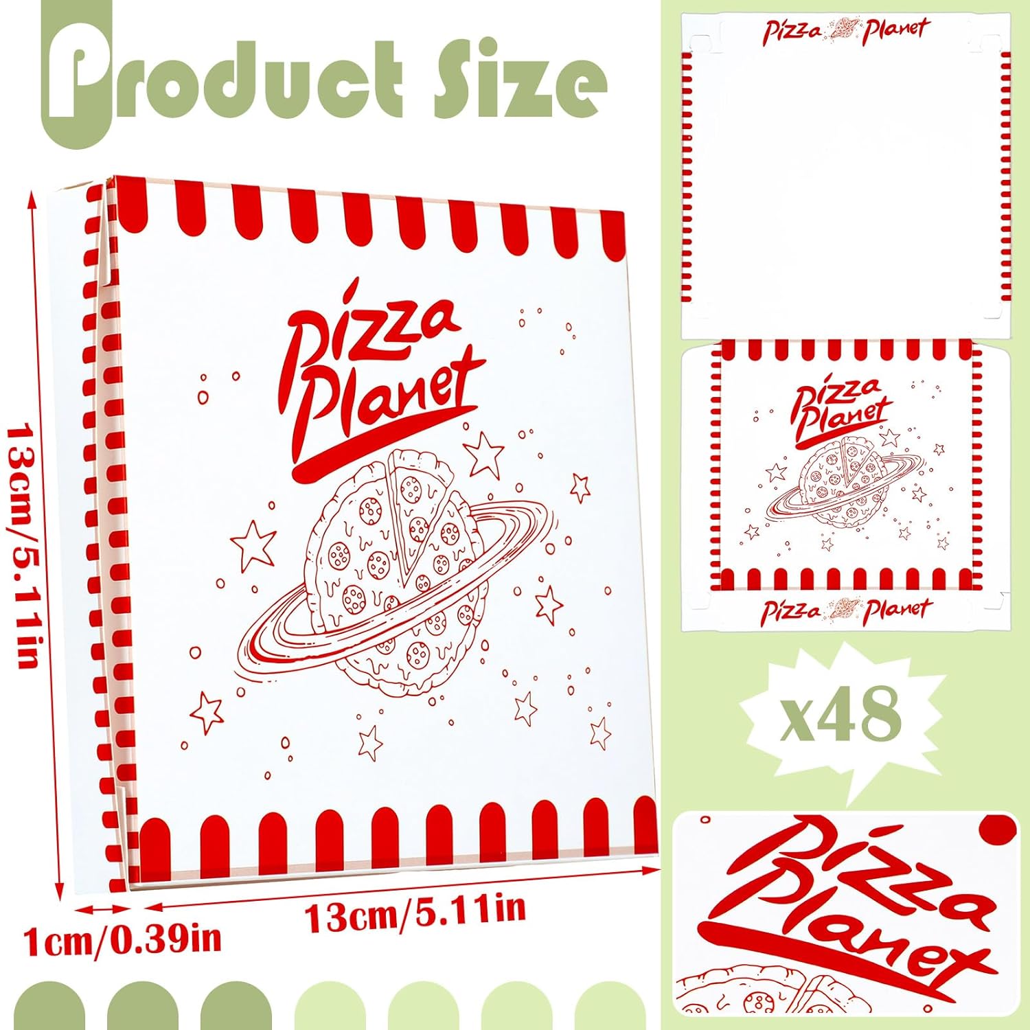 Dunzoom 48 Pcs Planet Themed Mini Pizza Boxes