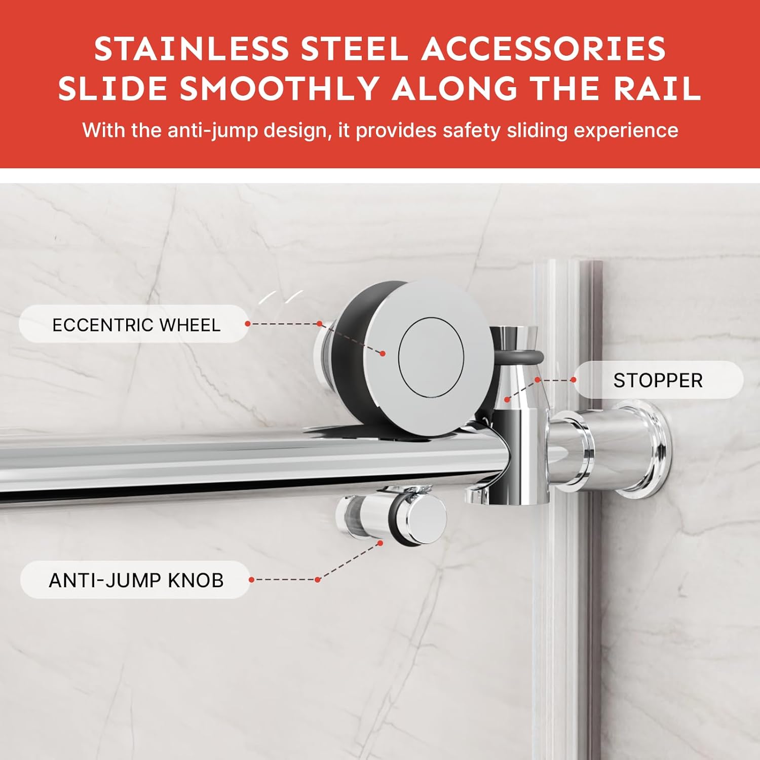 Kosmonia 56-60Wx74H Frameless Sliding Shower Door