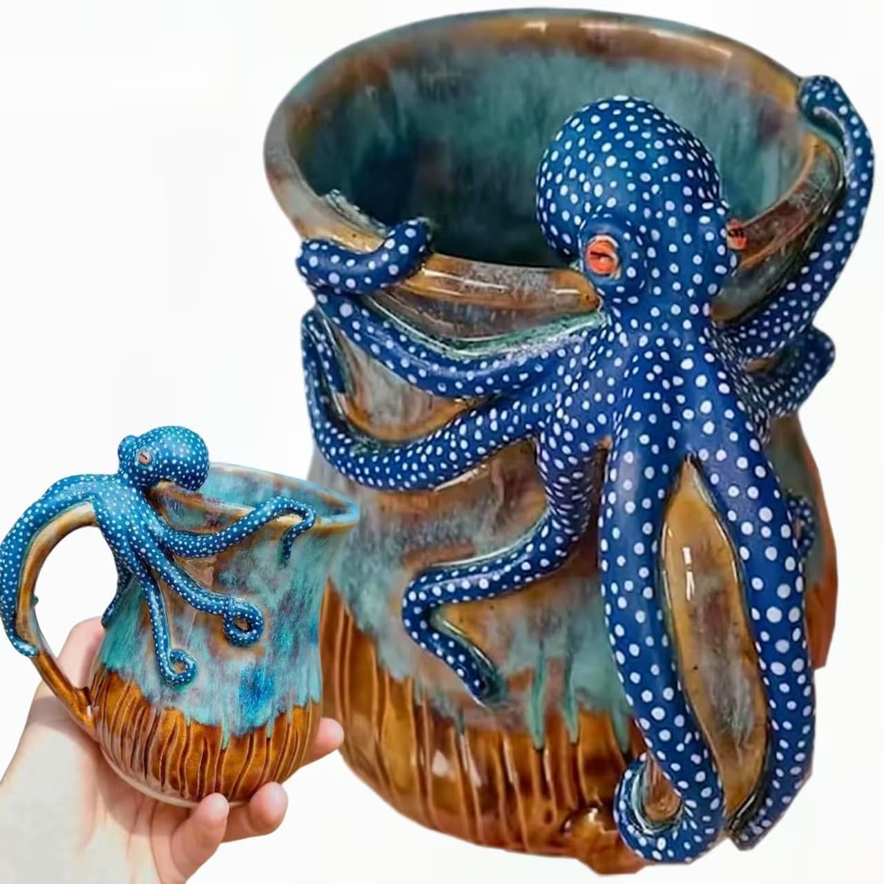 Treayes 3D Octopus Resin Mug Decor