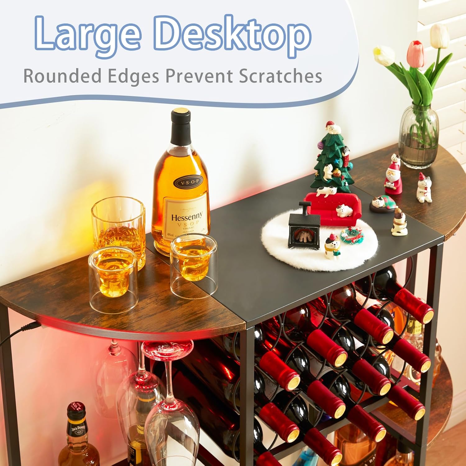 JKsmart Wine Bar Cabinet with LED Lights