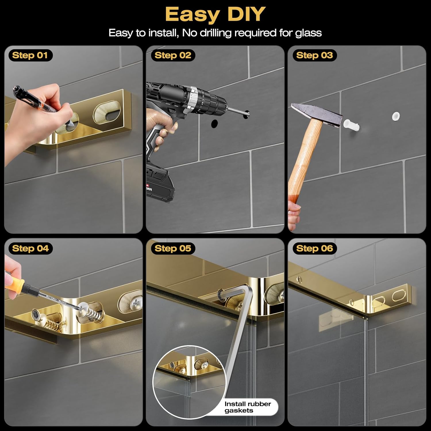 Heavy Duty Glass Clamp Support Bracket for Frameless Shower Doors