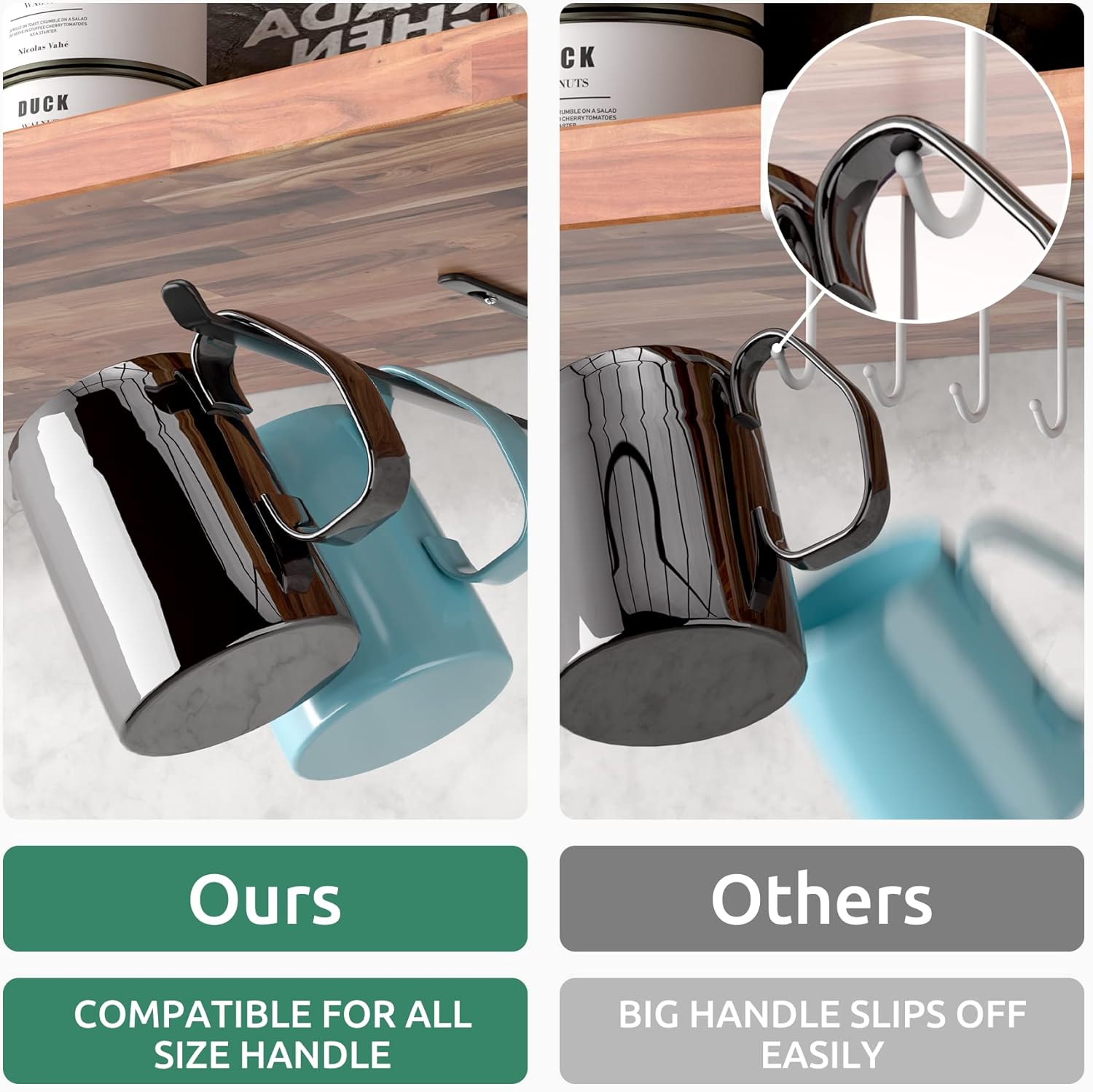 Amazer 3 Pack Mug Holder Under Cabinet Black