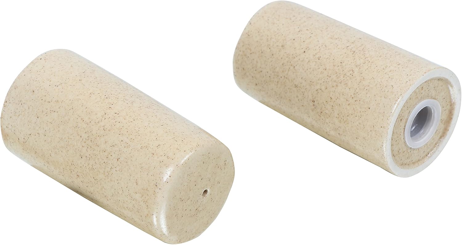 WHOLELIFEOBJECTS Salt Pepper Shaker Set - Modern Ceramic Holder Brown Mat