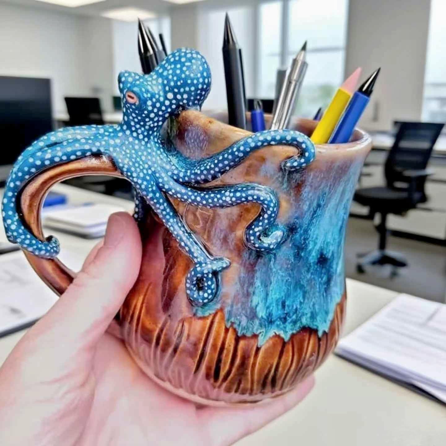 Treayes 3D Octopus Resin Mug Decor
