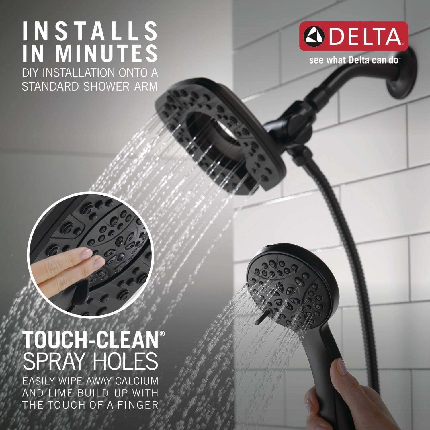 Delta 4-Spray In2ition Dual Shower Head with Handheld Matte Black