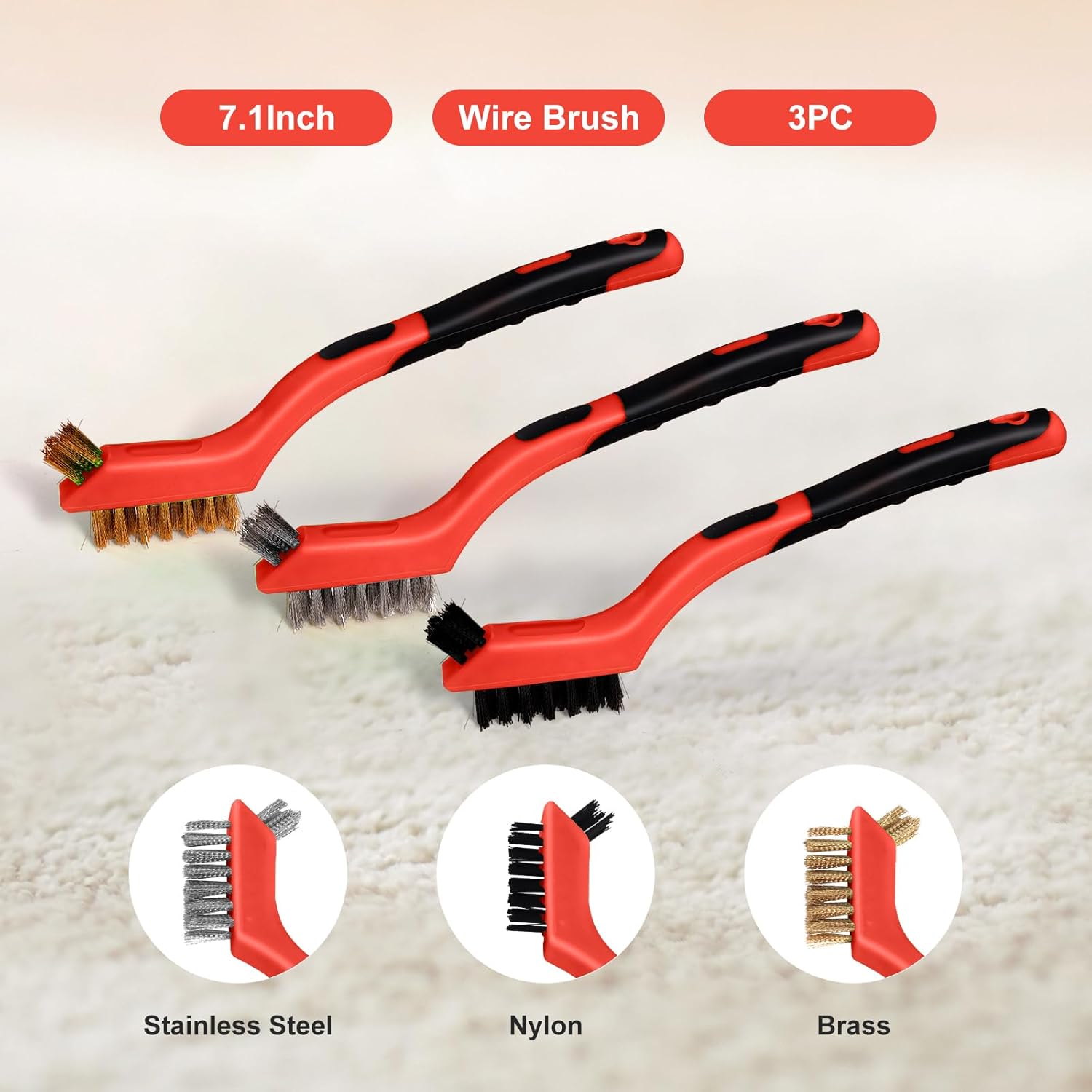 MAXMAN 3-Piece Wire Brush Set for Rust and Cleaning