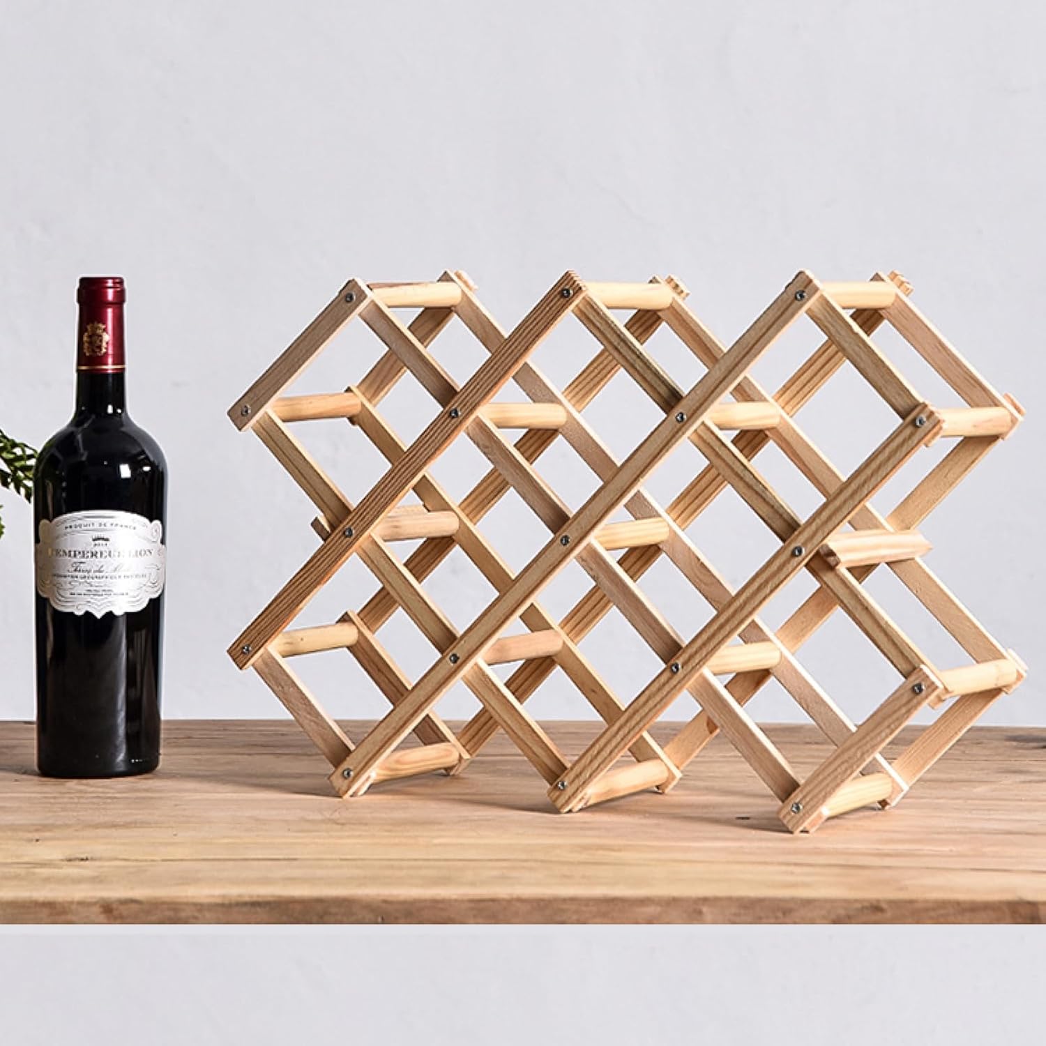 Foldable Wooden Wine Rack with 5 Bottles Storage