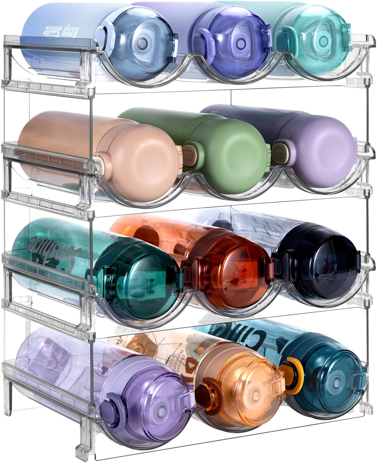 Sbosbo 4-Pack Stackable Water Bottle Organizer for Cabinet Storage