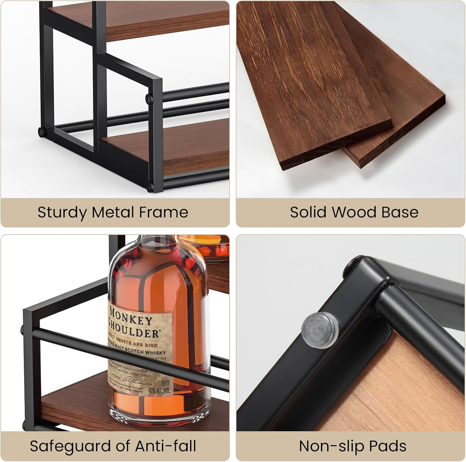 THYGIFTREE 2 Tier Liquor Bottle Display Shelf 1