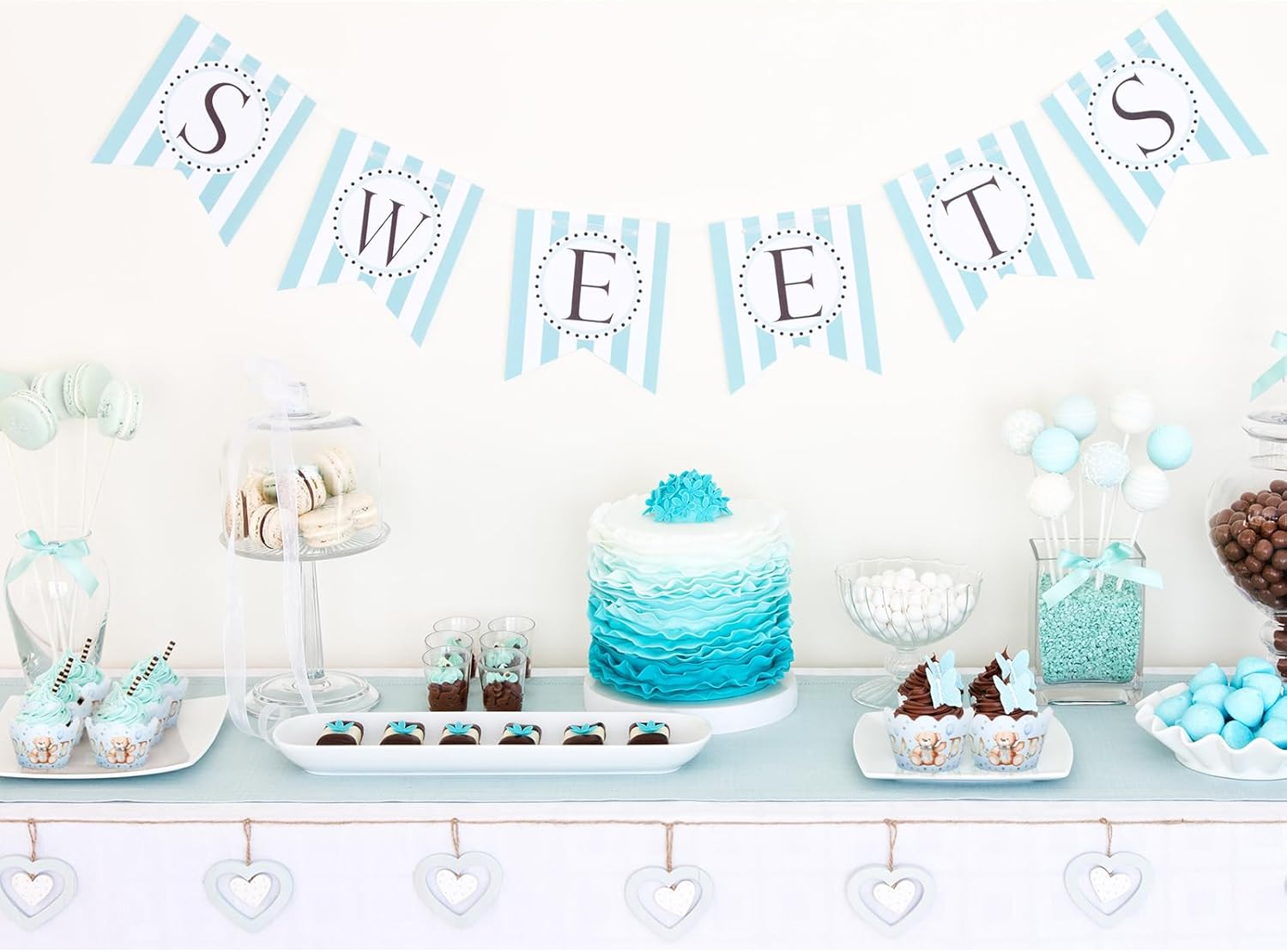 Whaline 36Pcs Blue Bear Cupcake Wrappers