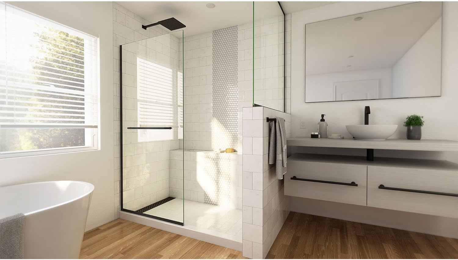 DreamLine Linea 34x72 Frameless Shower Screen Satin Black