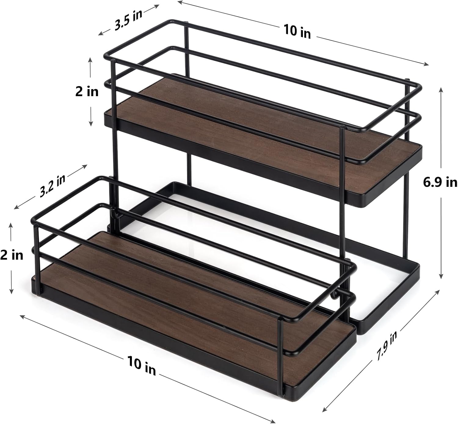 6 Bottle Coffee Syrup Organizer 2 Tier Stand for Kitchen Bar 1