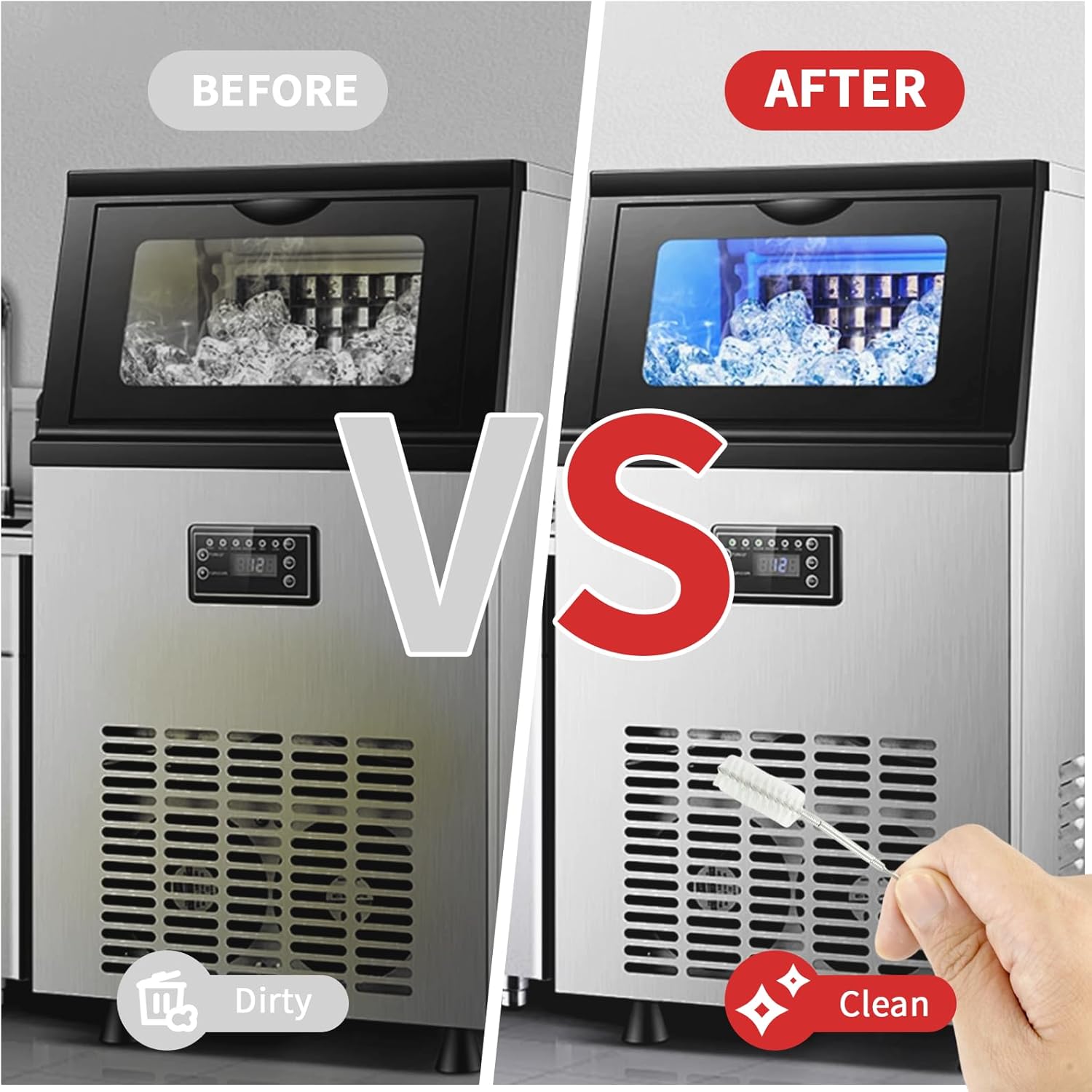 YONHTUTU 16 Pcs Ice Maker Cleaning Brush Set with Rags