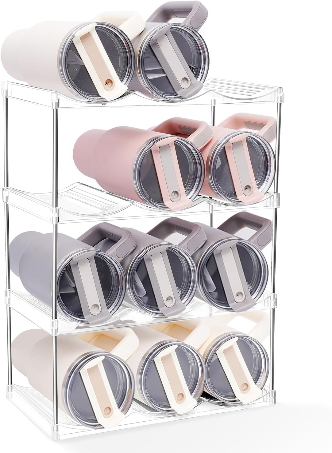 4-Tier Stackable Water Bottle Organizer for Large Cups
