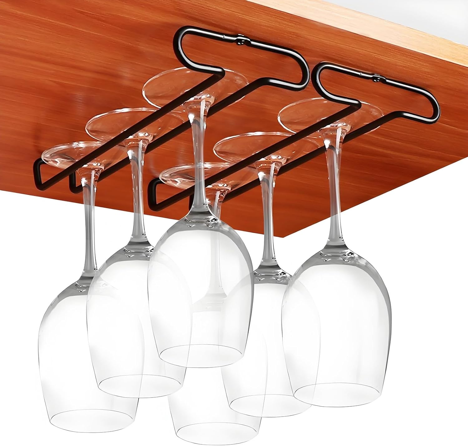 GeLive 10 Inch Under Cabinet Wine Glass Rack Set of 2 Black 1