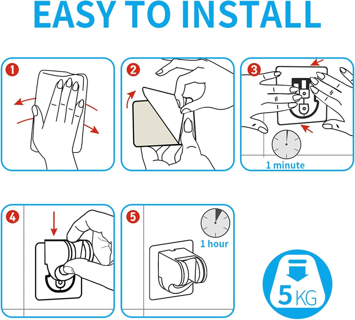 KAIYING Self Adhesive Shower Head Mount with Adjustable Angle