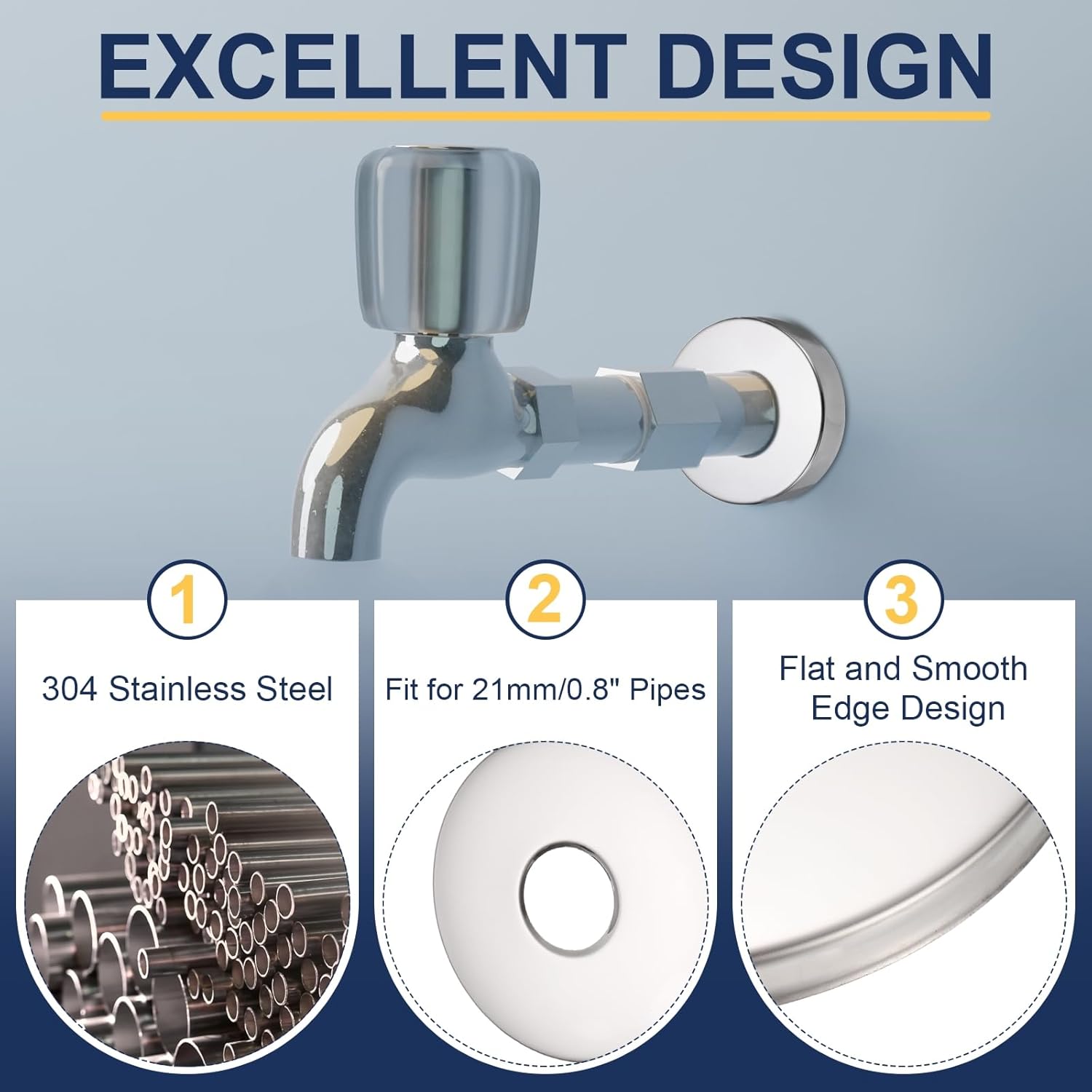 Uxcell 4pcs Stainless Steel Shower Flange Plate Set