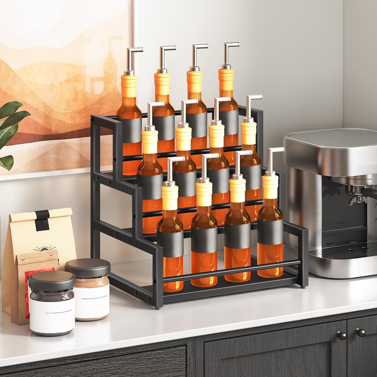 HOOBRO 3-Tier Syrup Rack Organizer for Coffee Bar