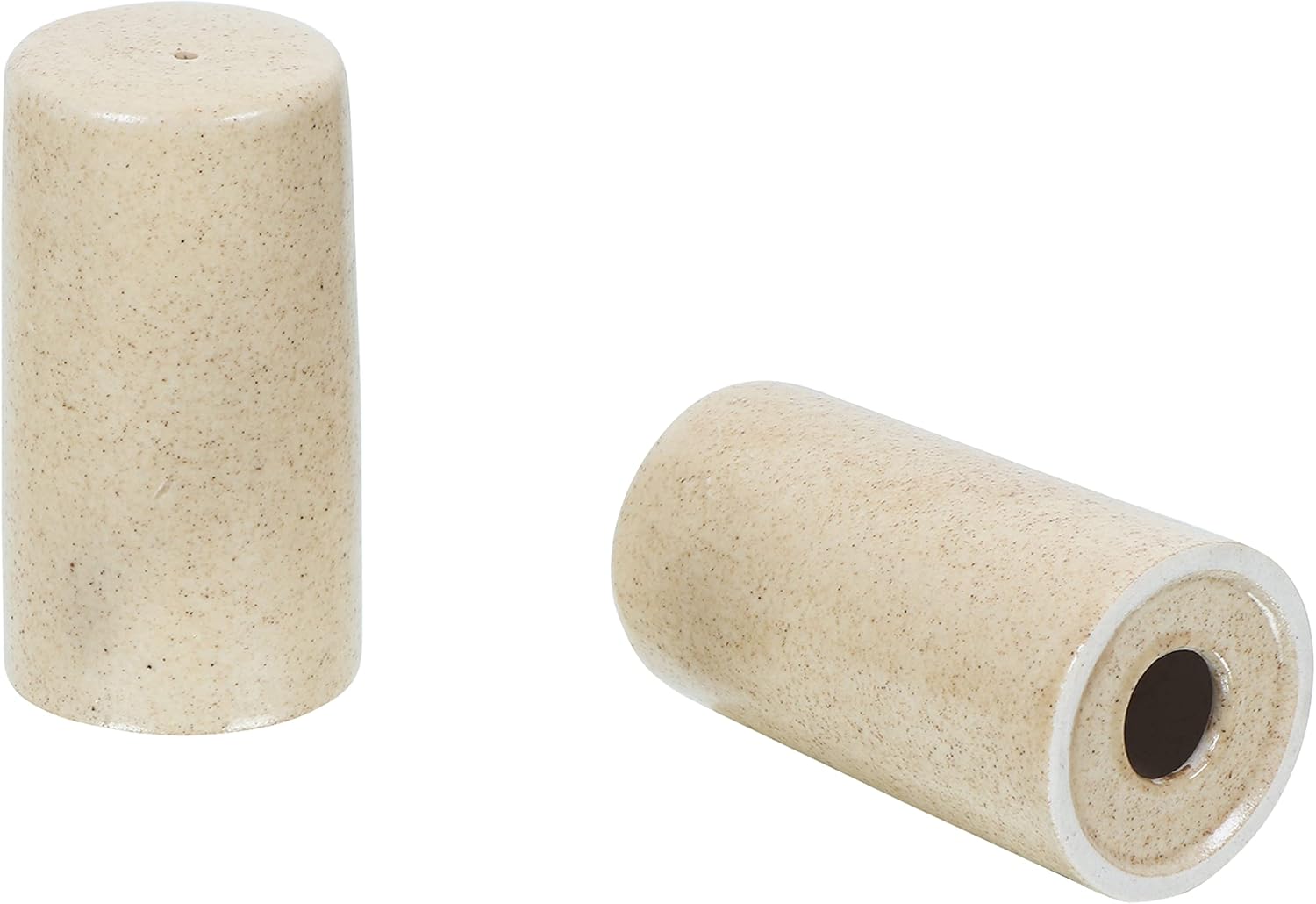 WHOLELIFEOBJECTS Salt Pepper Shaker Set - Modern Ceramic Holder Brown Mat