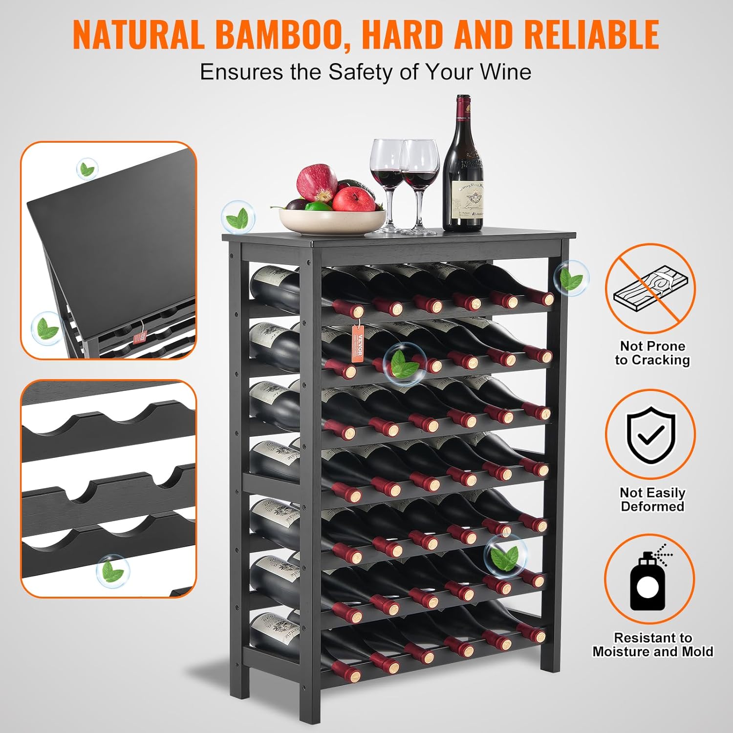 VEVOR 42-Bottle Bamboo Wine Rack 7-Tier Freestanding 1