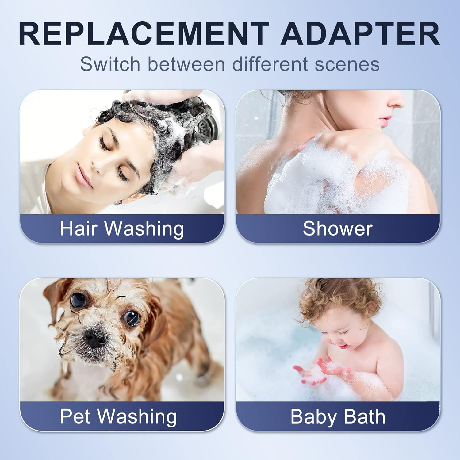 JIEYUMJ Shower Head Set with 9 Adapters 79 Hose 4 Spray Modes