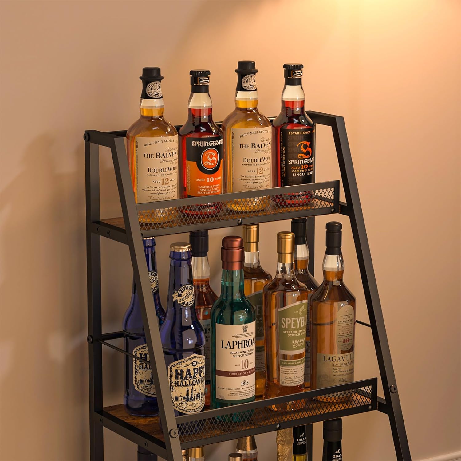 3-Tier Trapezoid Liquor Stand for Home Bar