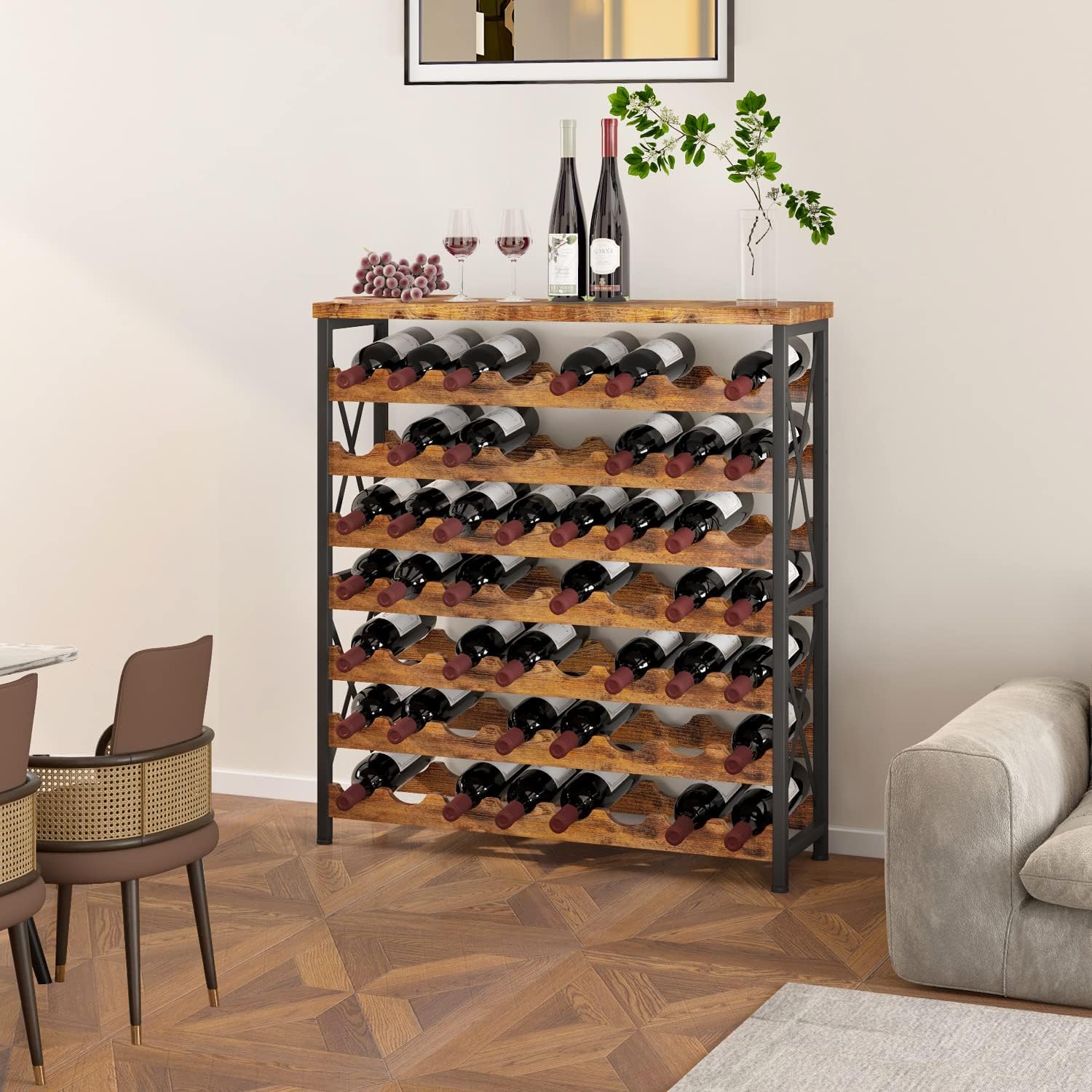 Homeiju 56-Bottle Wooden Wine Rack Freestanding