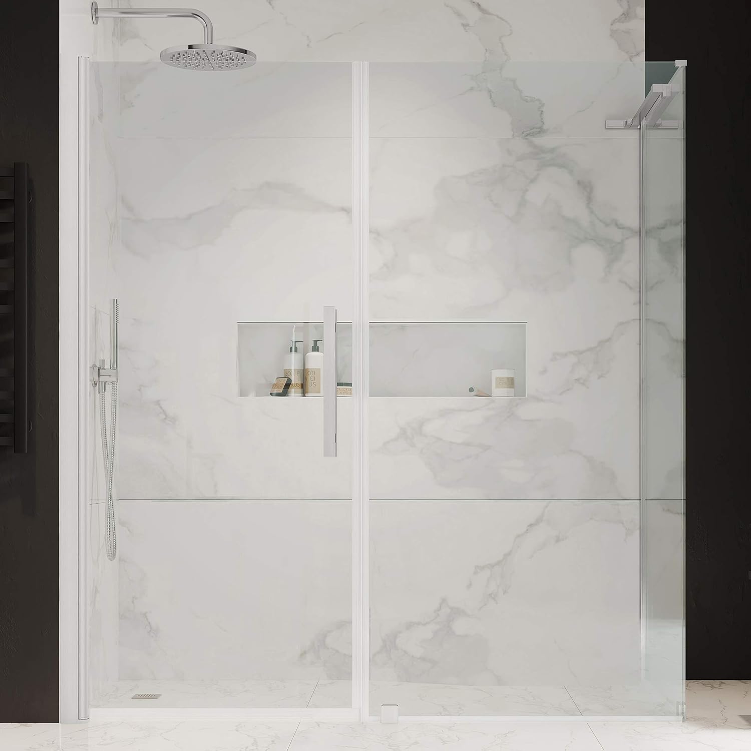OVE Decors Satin Nickel Frameless Shower Door 58x29