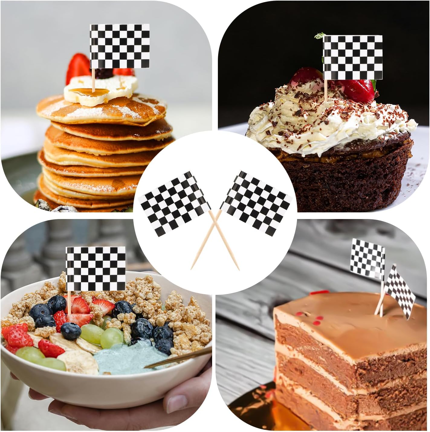 100pcs Mini Checkered Toothpick Flags for Party Decor 1