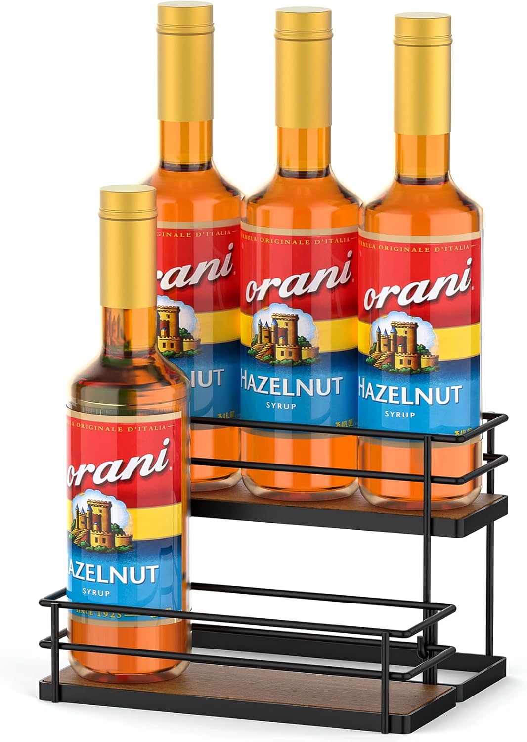 THYGIFTREE 6 Bottle Syrup Rack Organizer 2-Tier Stand