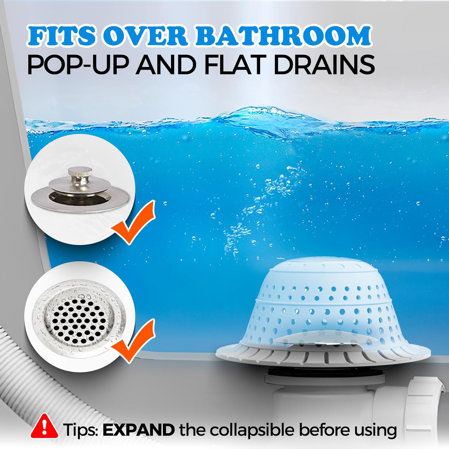 Zaa 2 Pack Silicone Collapsible Drain Hair Catcher 1