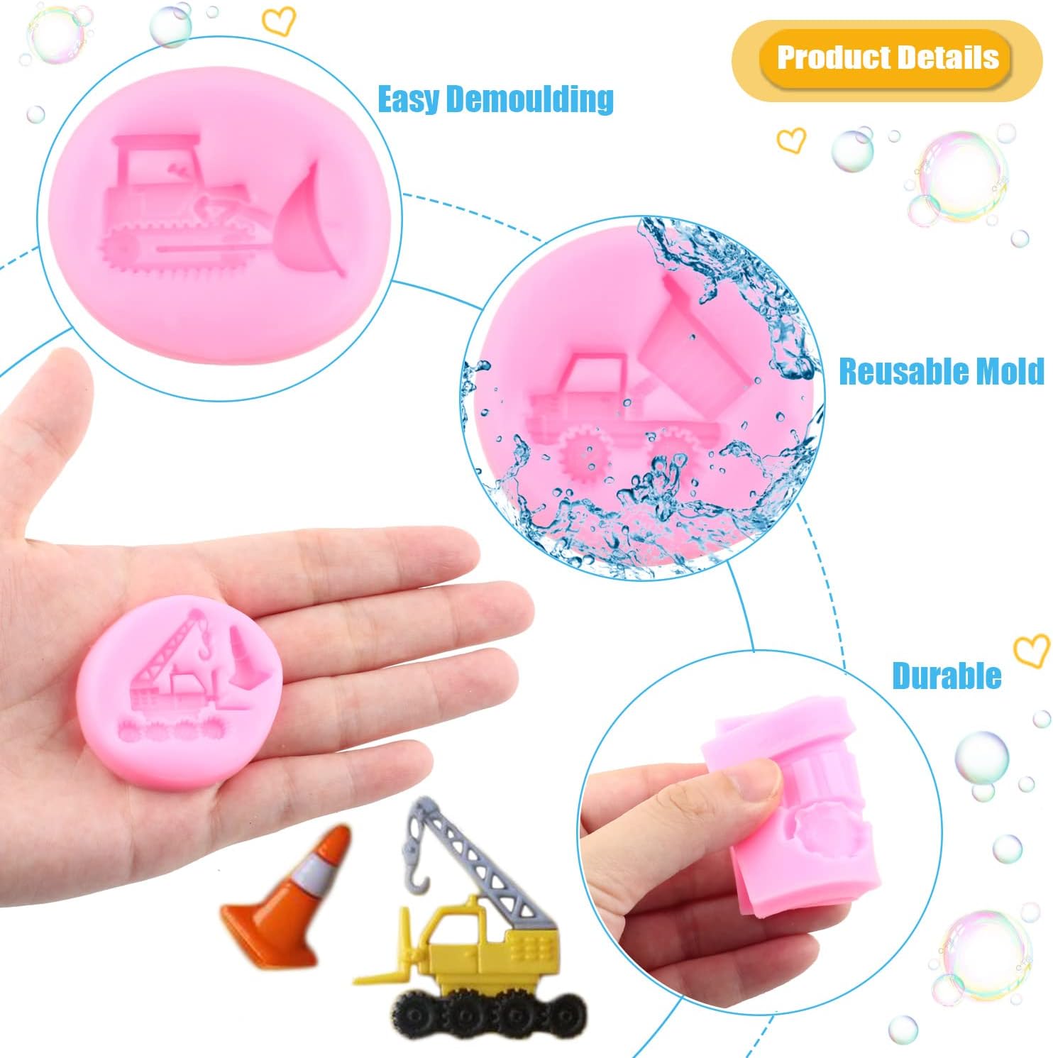MIYAHOUSE Construction Vehicle Fondant Molds Set Of 6