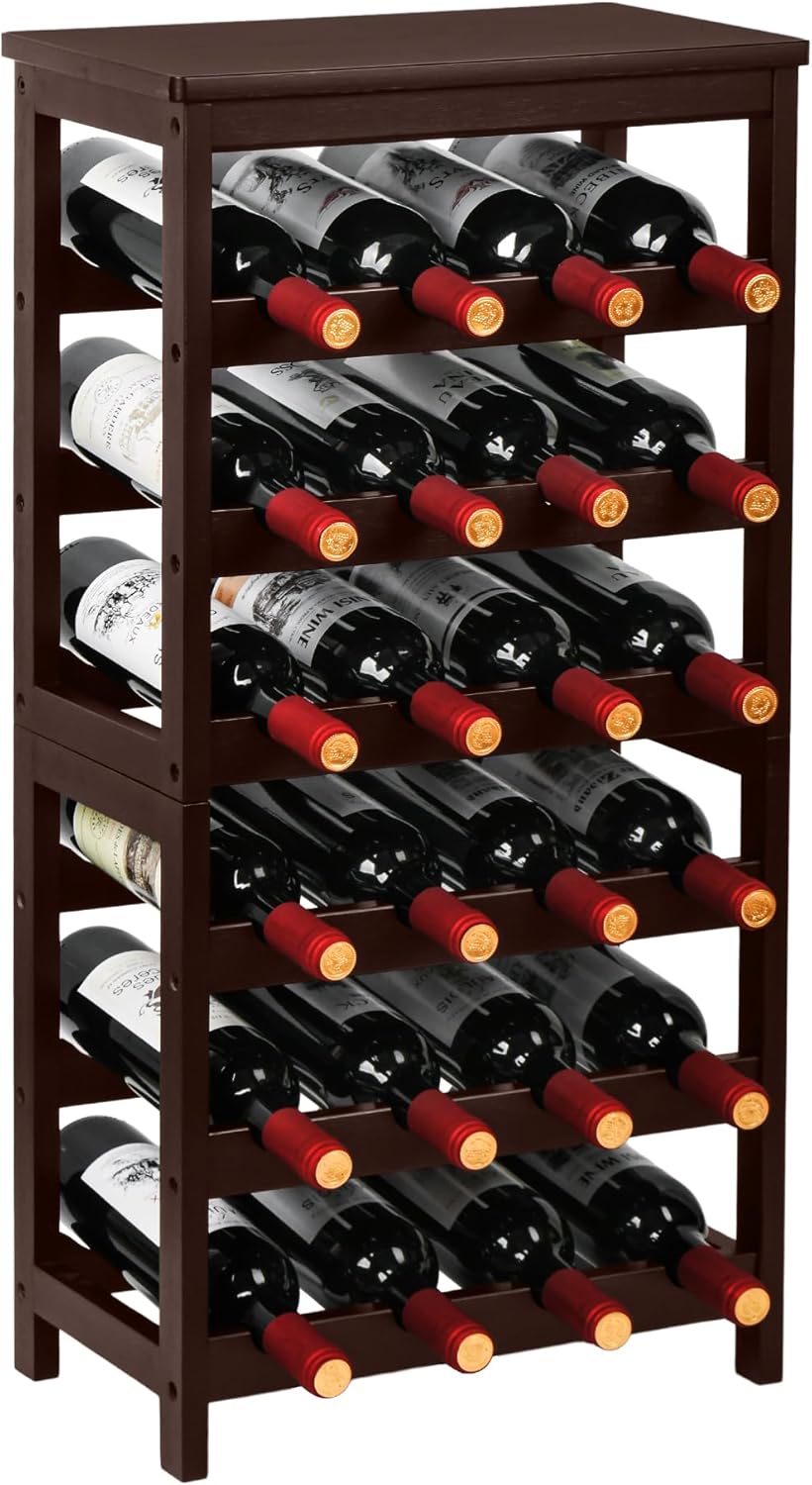 VASMIA 6-Tier Bamboo Wine Rack for 24 Bottles
