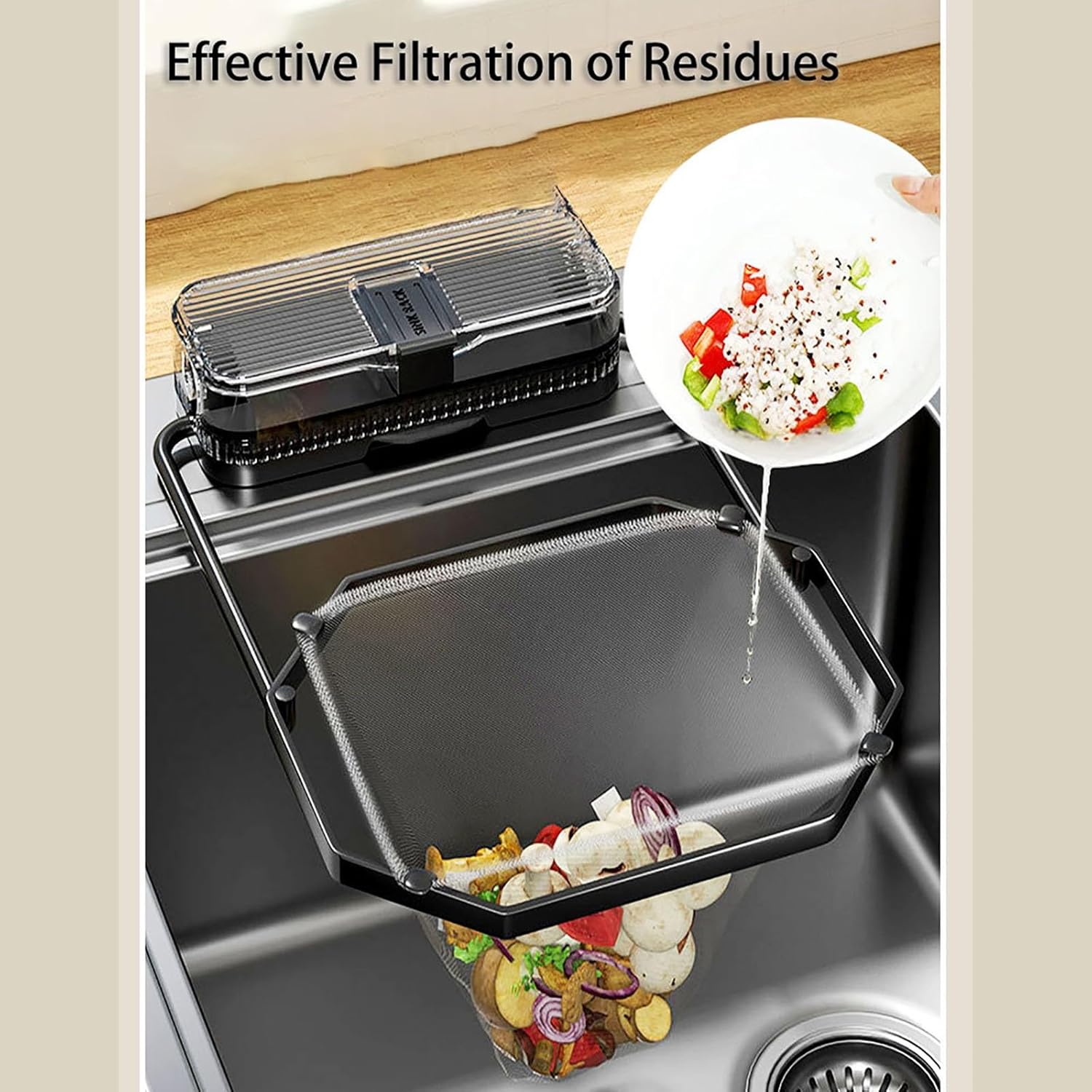Cuzykitchen Sink Drainer with Suction Cup and Net 2 Pack