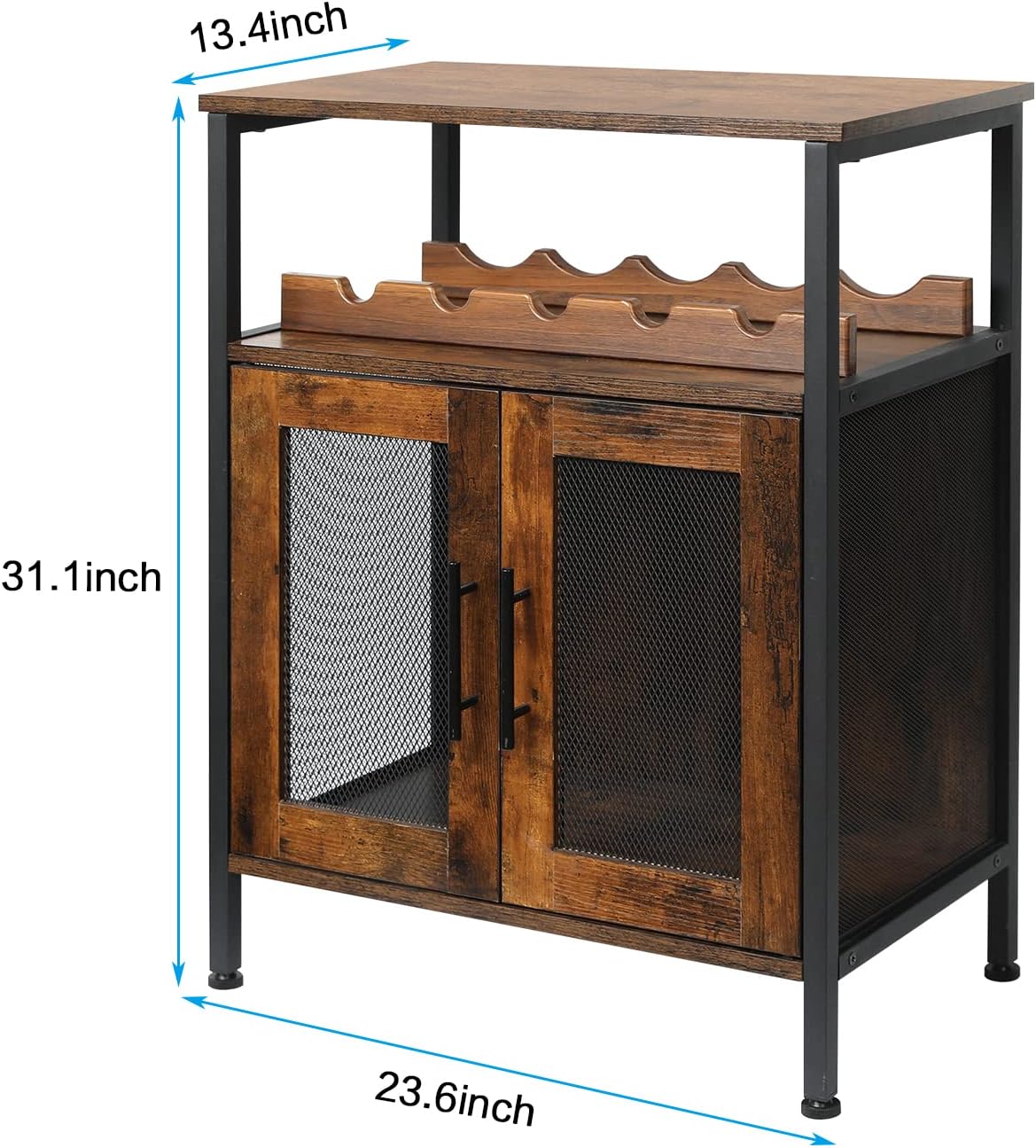 X-cosrack Rustic Wine Bar Cabinet with Detachable Rack and Glass Holder