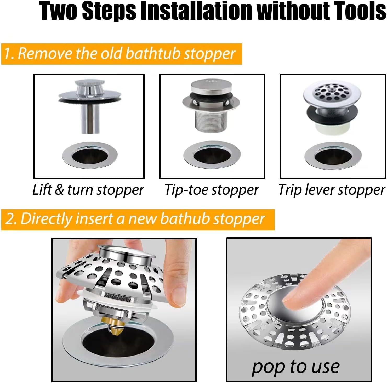 Anlige Bathtub Drain Stopper with Hair Catcher 1