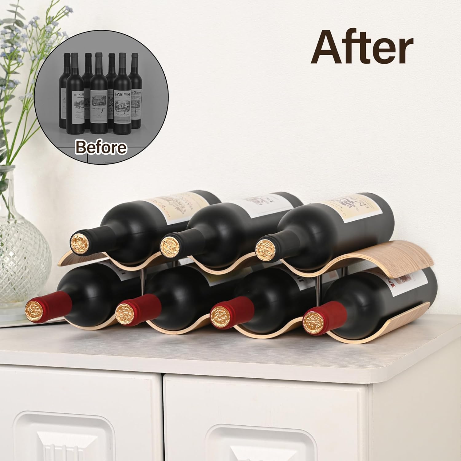 TRUDING 7 Bottle Freestanding Wine Rack with 2 Tiers