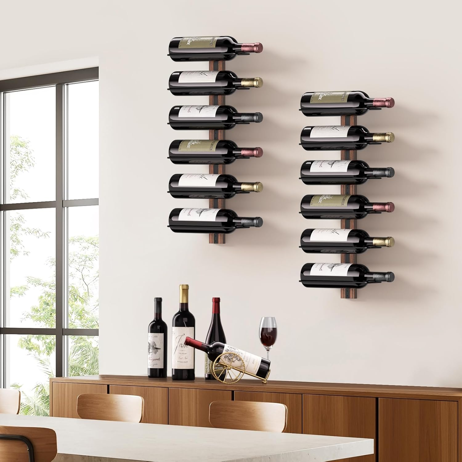 B4Life Wall Wine Rack for 12 Bottles Sturdy Wooden Design