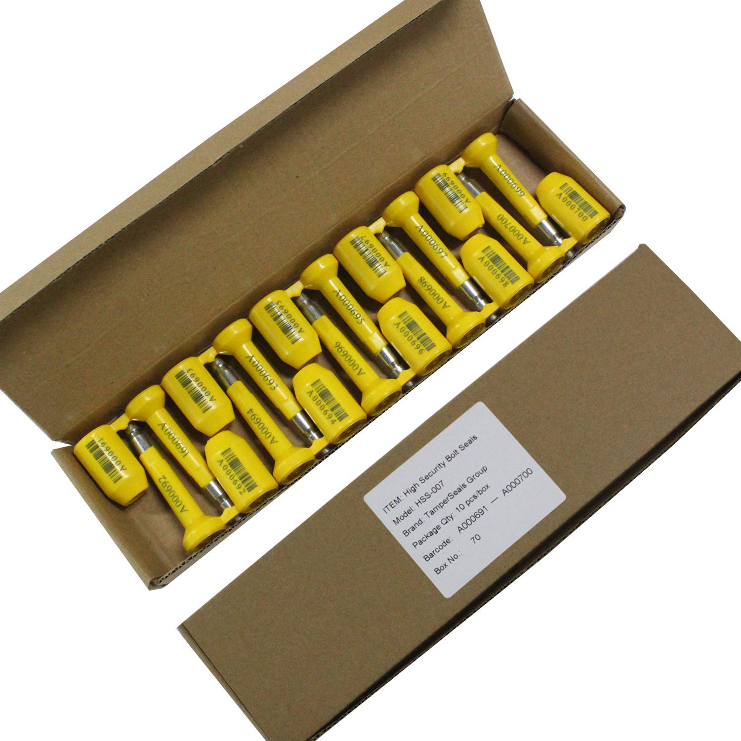 TamperSeals Group High Security Bolt Seals HSS-007 10-Pack Yellow