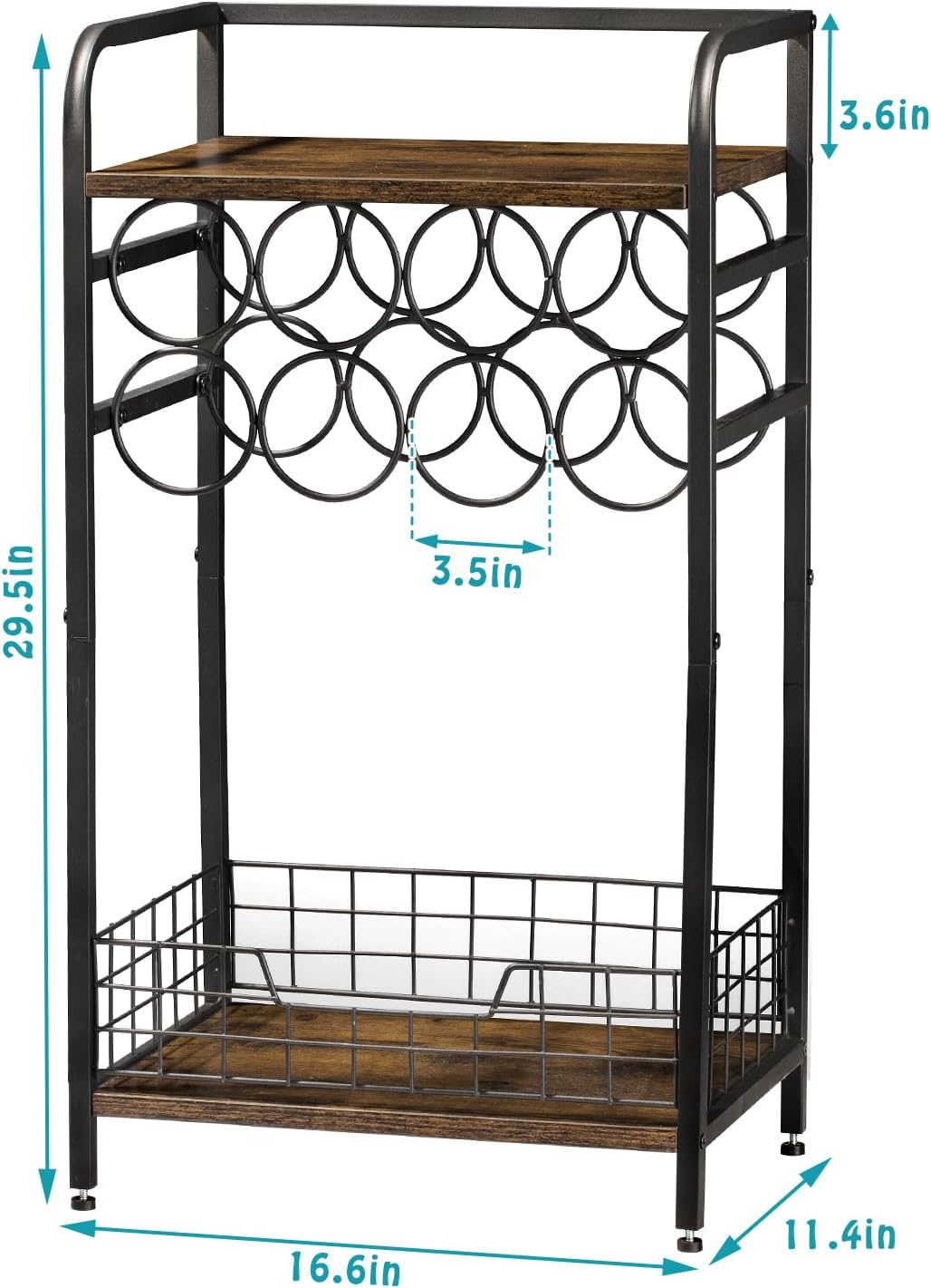 Bosimeca 3-Tier Wine Bar Table with 8-Bottle Rack