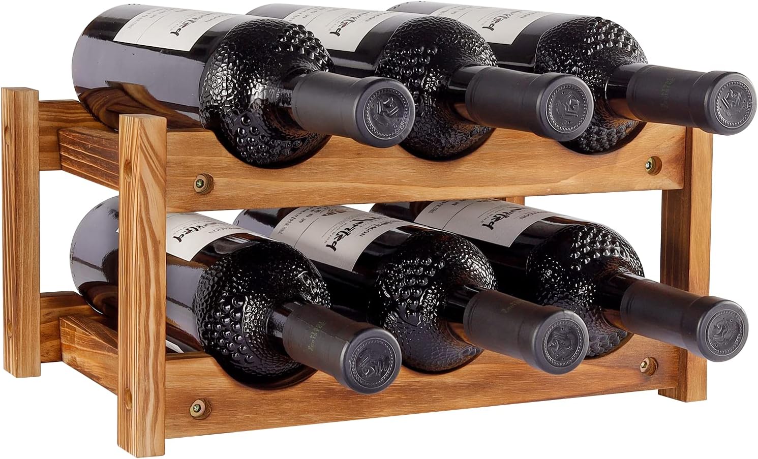 Niep 6 Bottle 2-Tier Wood Wine Rack