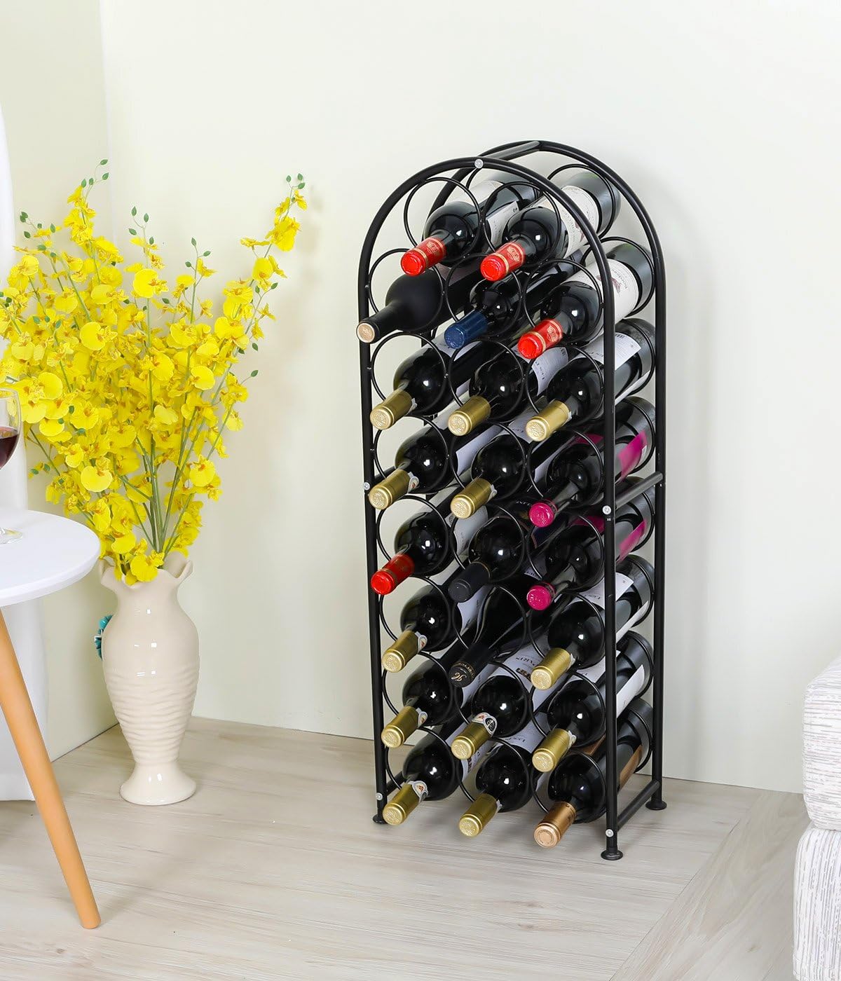 PAG 23 Bottles Freestanding Metal Wine Rack Black