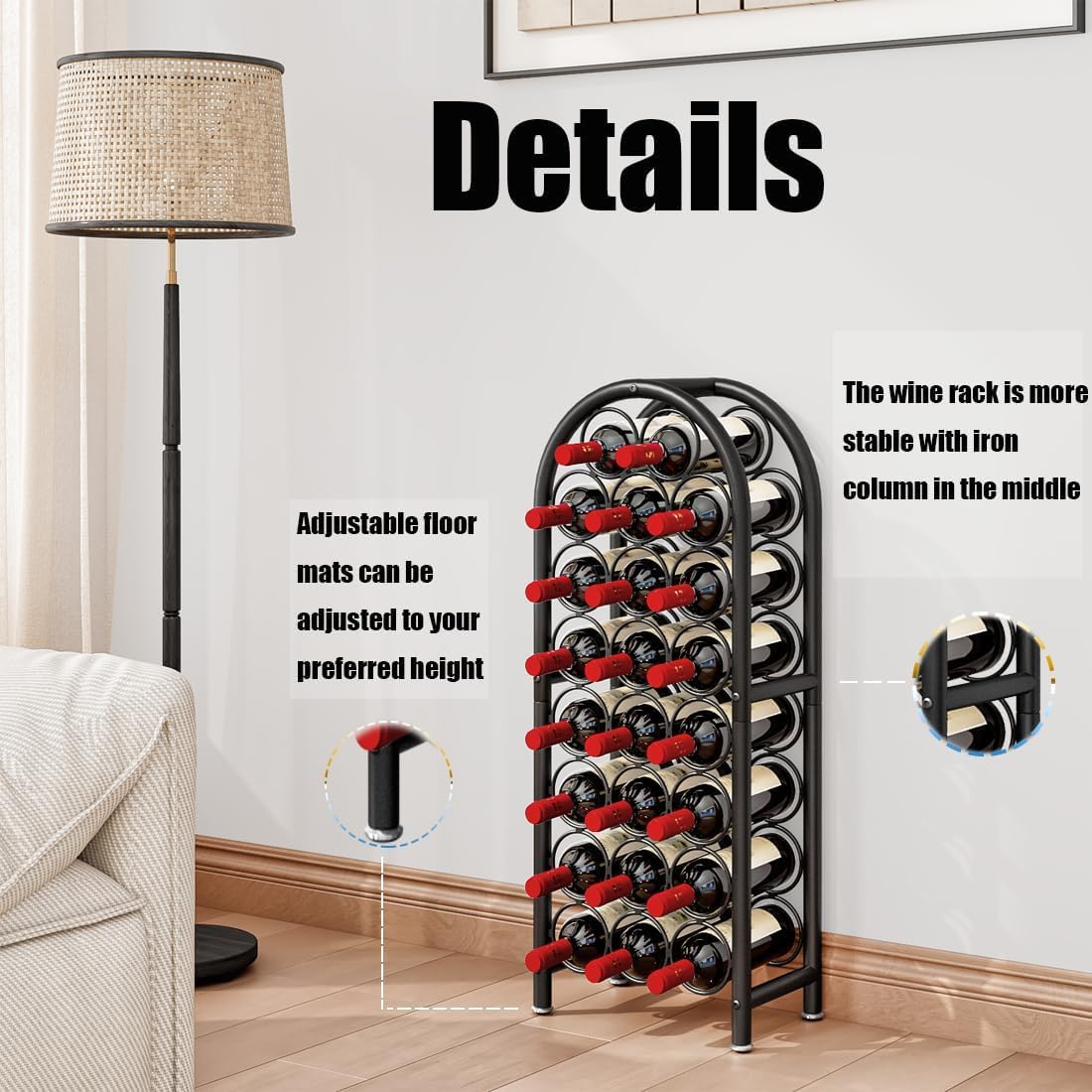 Dazioter Freestanding Wine Rack 23 Bottles Black 1