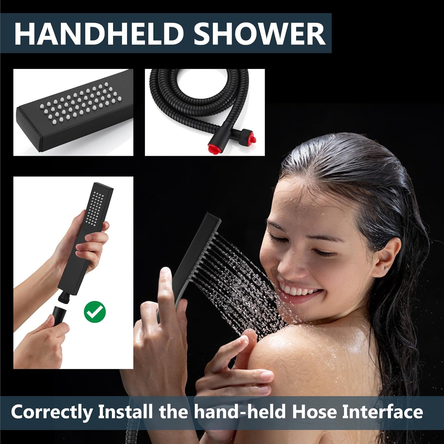Aolemi Matte Black 8 Inch Wall Mount Shower Head Set