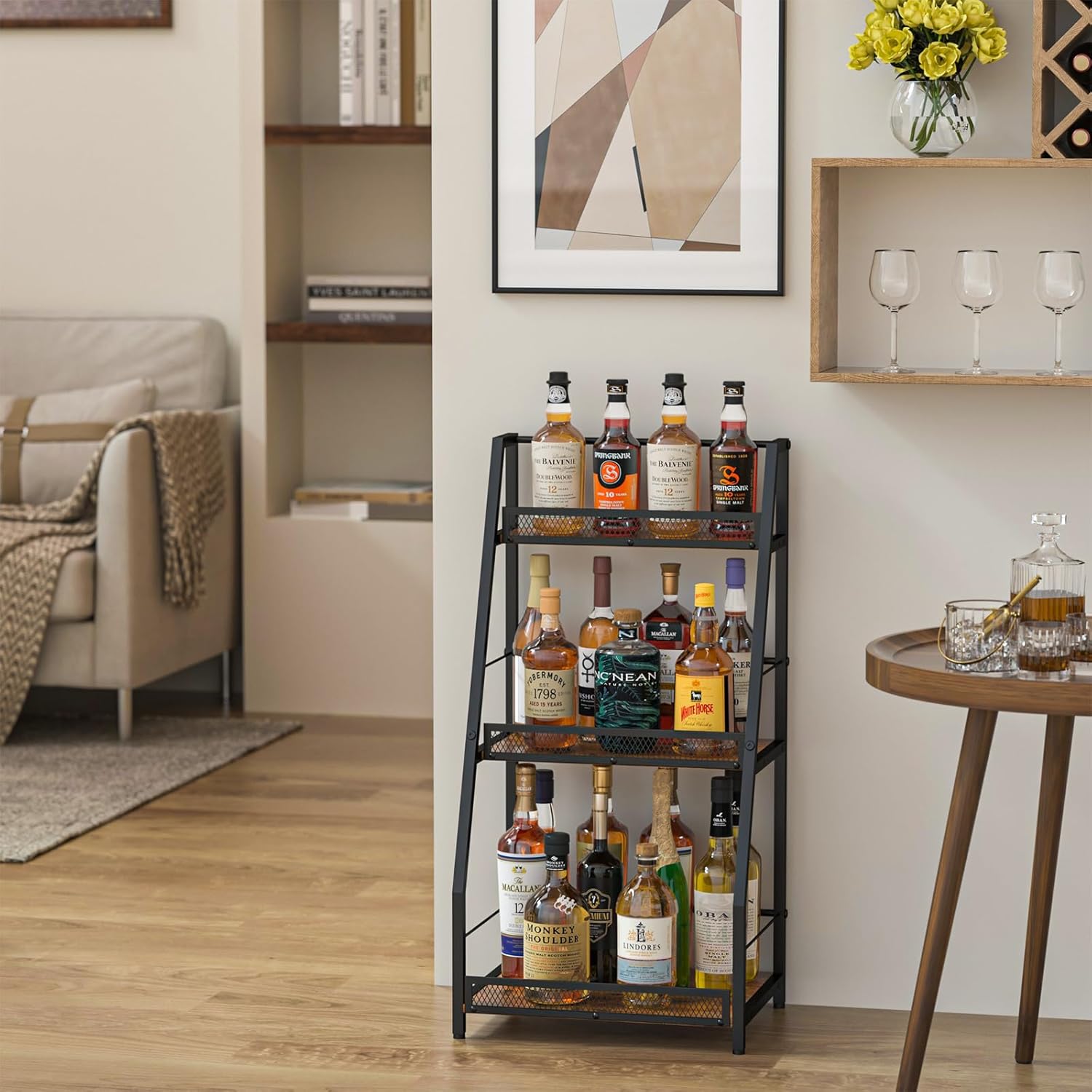 3-Tier Trapezoid Liquor Stand for Home Bar